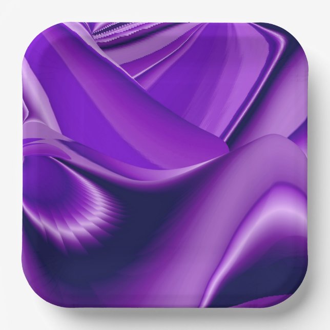Plato De Papel Sueños del arcoiris de flores moradas (Anverso)