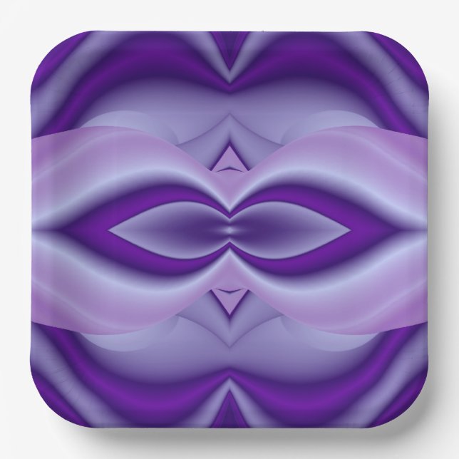 Plato De Papel Sueños del arcoiris de flores moradas (Anverso)