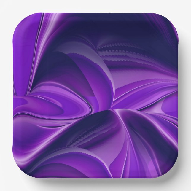 Plato De Papel Sueños del arcoiris de flores moradas (Anverso)