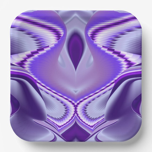 Plato De Papel Sueños del arcoiris de flores moradas (Anverso)