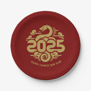 Plato De Papel Suerte de la familia china de Año Nuevo de la Serp