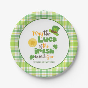 Plato De Papel Suerte del día del St Patrick irlandés de la tela