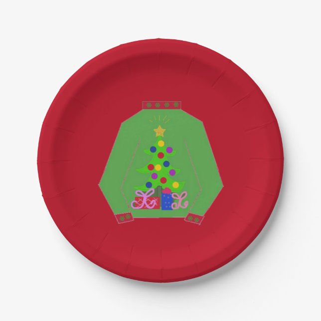 Plato De Papel Suéter Feo de Navidad (Anverso)