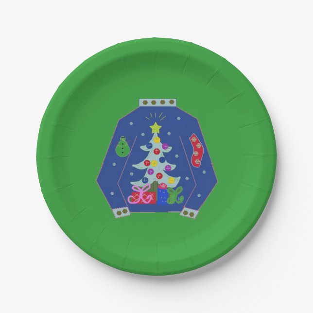 Plato De Papel Suéter Feo de Navidad (Anverso)