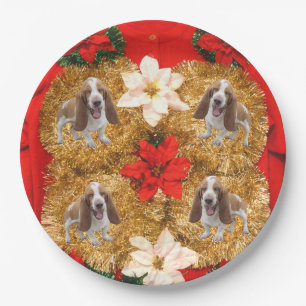 Plato De Papel Suéter feo del navidad de Basset Hound