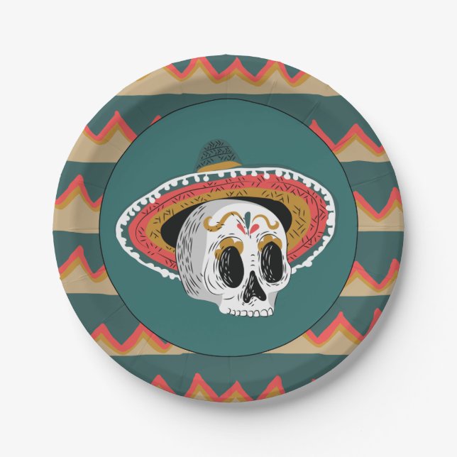 Plato De Papel Sugar Skull (Anverso)