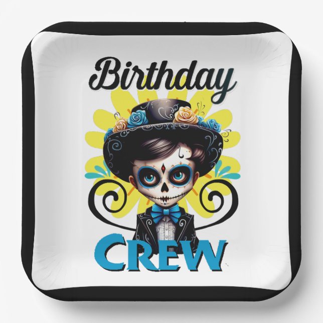 Plato De Papel Sugar Skull Birthday Boy (Anverso)