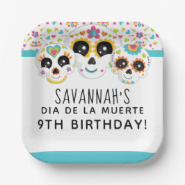 Plato De Papel Sugar Skull Dia de La Muerte Halloween Cumpleaños