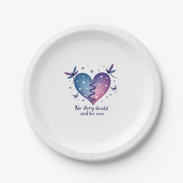 Plato De Papel Suicide Prevention Awareness Teal Purple Heart Dra (Anverso)