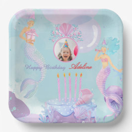 Plato De Papel ¡Sumérgete en una Fiesta de Cumpleaños de Sirena!