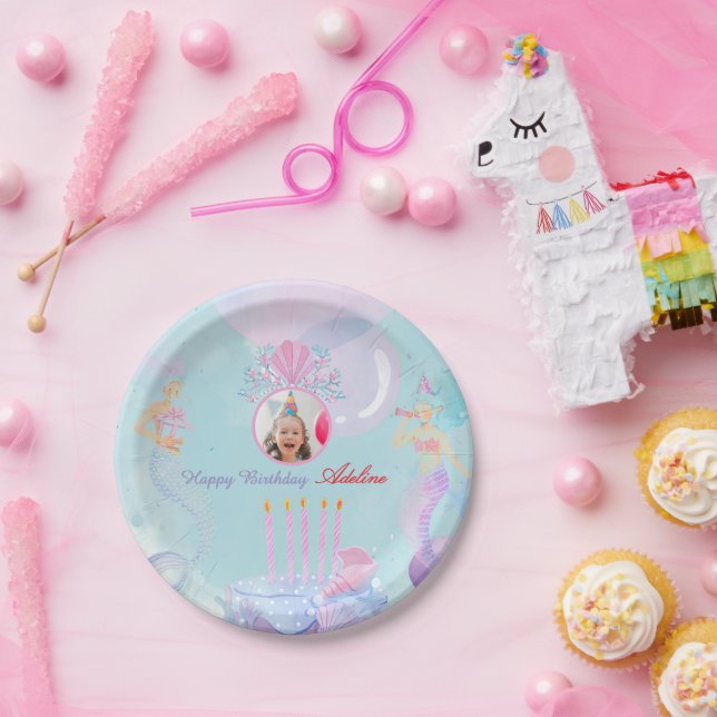 Plato De Papel ¡Sumérgete en una Fiesta de Cumpleaños de Sirena! (Fiesta)