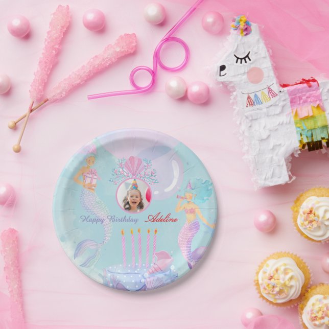 Plato De Papel ¡Sumérgete en una Fiesta de Cumpleaños de Sirena! (Fiesta)