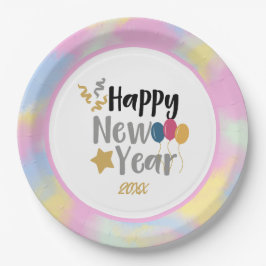 Plato De Papel Suministros de Fiesta de Año Nuevo de nubes amaril