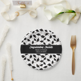 Plato De Papel Suministros de Fiesta de capas blancas negras de g