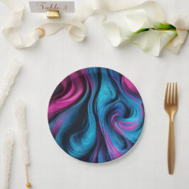 Plato De Papel Suministros de Fiesta modernos - azul y rosa-