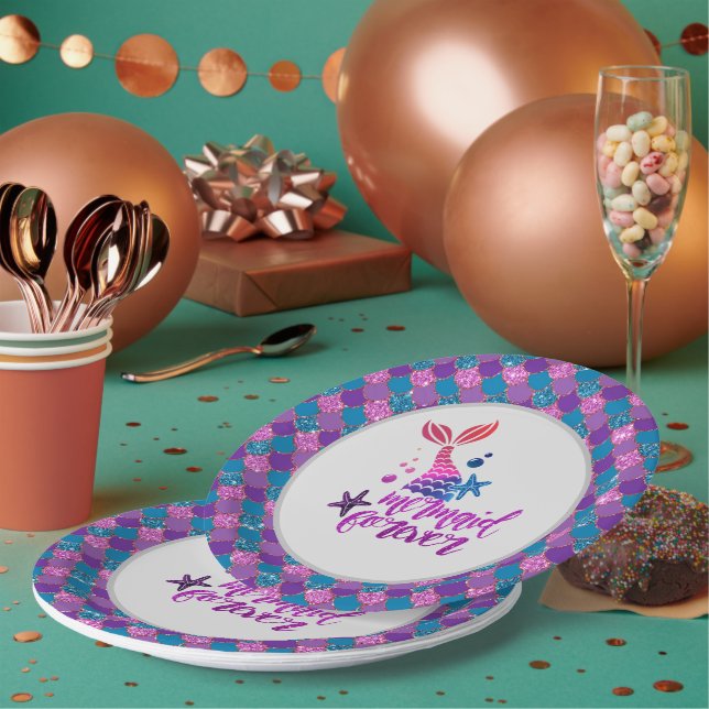 Plato De Papel Suministros Fiestas personalizados de sirena de pe (Multi)