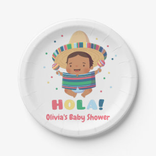 Plato De Papel Suministros para Baby Shower Hola Fiesta Mexicana