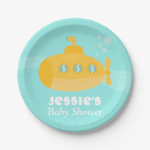 Plato De Papel Suministros para Baby Shower Submarino Amarillo Ba