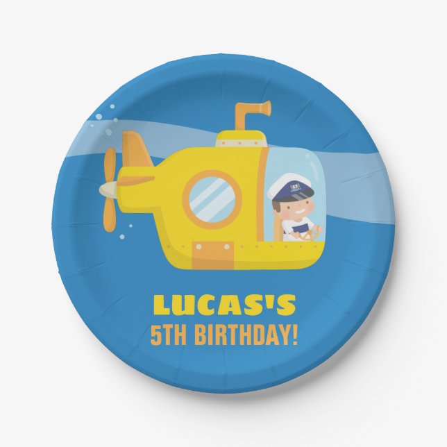 Plato De Papel Suministros submarinos de fiesta de cumpleaños (Anverso)