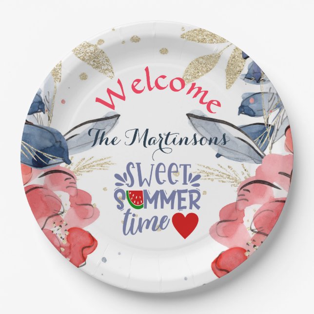 Plato De Papel Summer BBQ Picnic Personalized  (Anverso)