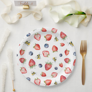 Plato De Papel Summer Berry Sweet Watercolor Baby Shower
