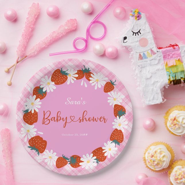 Plato De Papel Summer Daisy Flower Berry Sweet Baby Shower (Fiesta)