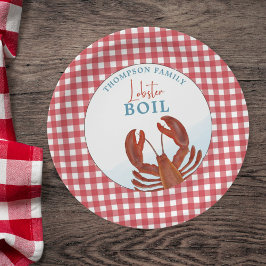 Plato De Papel Summer Gingham Lobster Boil Seafood Whimsical