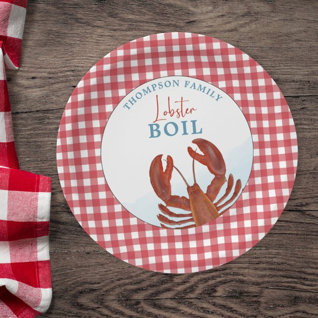 Plato De Papel Summer Gingham Lobster Boil Seafood Whimsical (Subido por el creador)