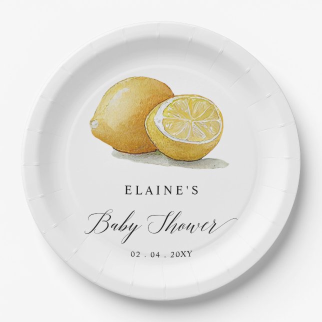 Plato De Papel Summer Lemon Lime Citrus Baby Shower (Anverso)