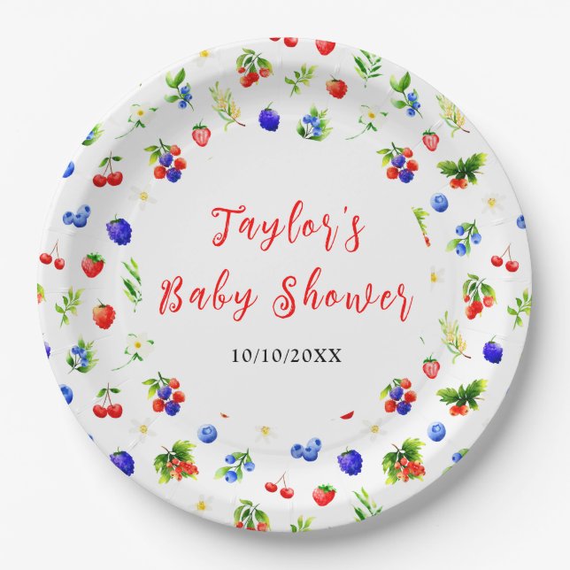 Plato De Papel Summer Mixed Berries Baby Shower (Anverso)