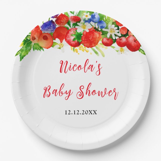 Plato De Papel Summer Mixed Berries Baby Shower (Anverso)