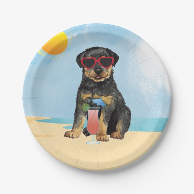 Plato De Papel Summer Rottweiler (Anverso)