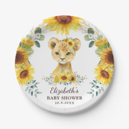 Plato De Papel Summer Sunflower Lion Cub Jungle Baby Shower