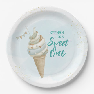 Plato De Papel Summer Sweet One Icecream First Birthday 