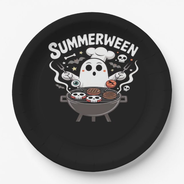 Plato De Papel Summerween BBBQ Funny (Anverso)