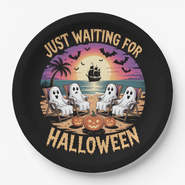 Plato De Papel Summerween Beach Spooky (Anverso)