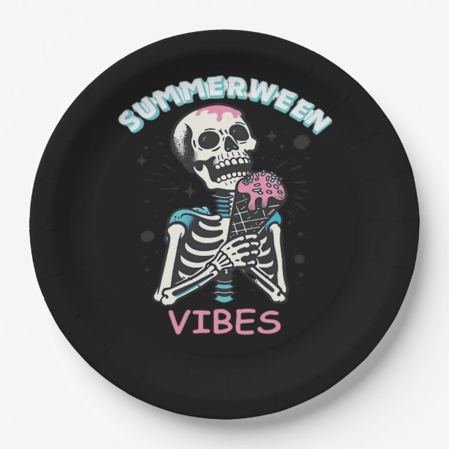Plato De Papel Summerween Vibes Spooky Summer Pumpkin Classic (Anverso)