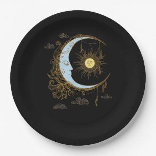 Plato De Papel Sun Moon Vintage 90 Witch Whimsigoth Estética