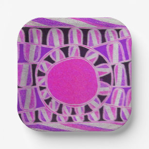 Plato De Papel SUN SOLAR ENERGY Pink Purple White