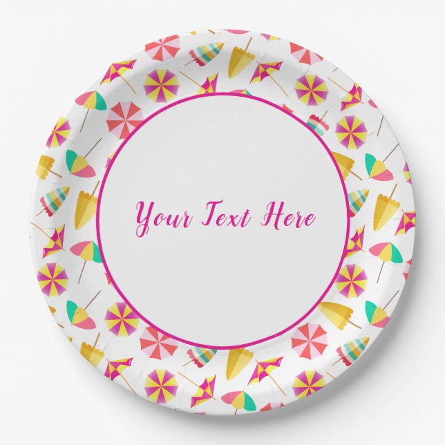 Plato De Papel Sun Umbrellas (Anverso)