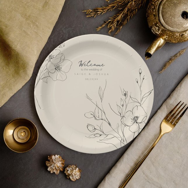 Plato De Papel Sun-Washed Garden Wedding Floral Border ID1283 (Subido por el creador)