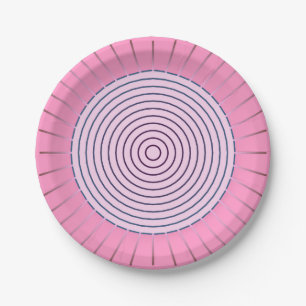 Plato De Papel Sunburst geométrico moderno - Tonos rosados