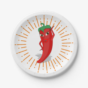 Plato De Papel Sunburst Red Hot Pepper Diva