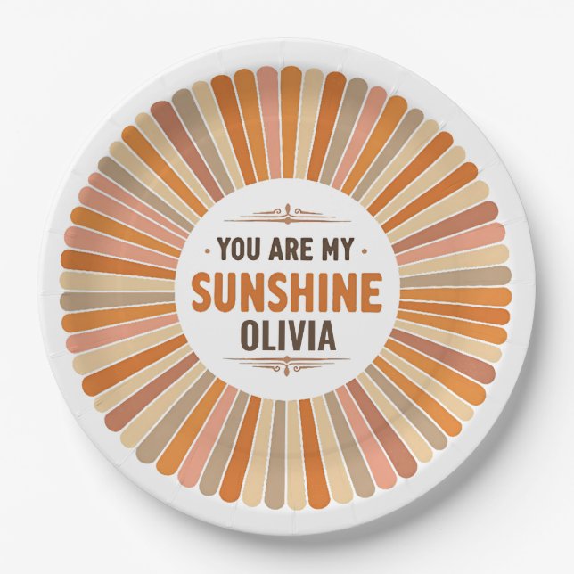 Plato De Papel Sunburst Vintage "Eres mi sol" (Anverso)