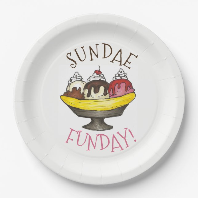 Plato De Papel SUNDAE FUNDAR Banana Split Ice Cream Social (Anverso)