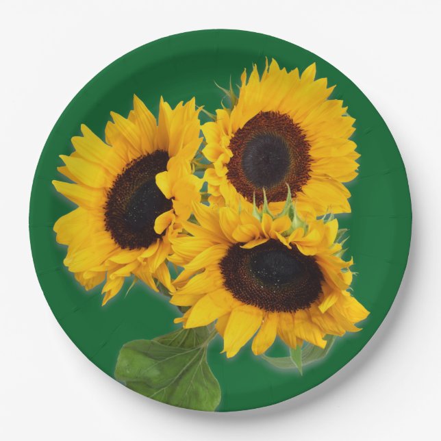 Plato De Papel Sunflower Bouquet Disposable Paper Plate (Anverso)