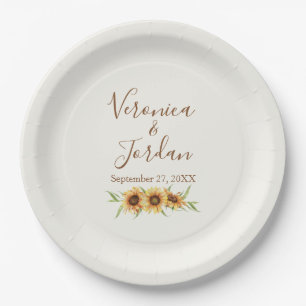 Plato De Papel Sunflower Country