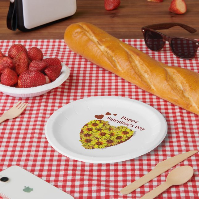 Plato De Papel Sunflower Heart Paper Plate (Picnic)