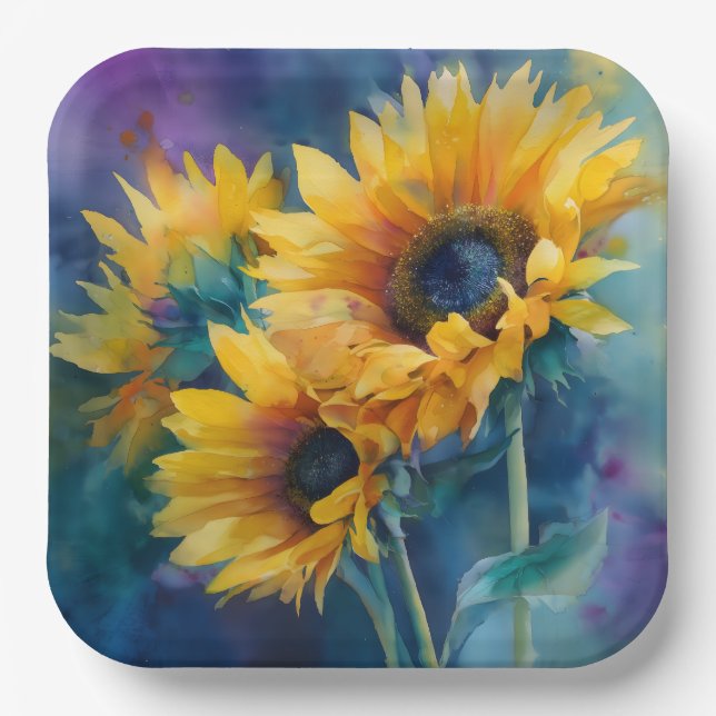 Plato De Papel Sunflowers (Anverso)
