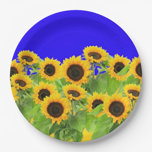 Plato De Papel Sunflowers - Ucrania, bandera ucraniana, Libertad  (Anverso)